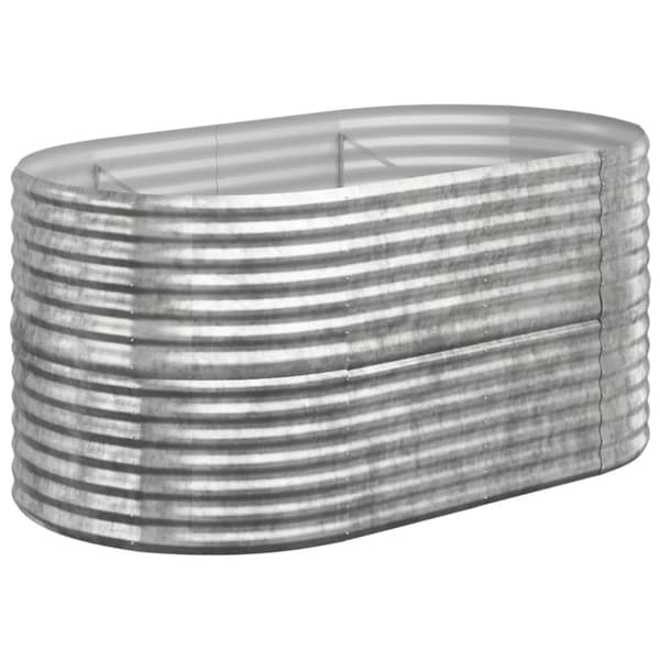 vidaXL plantekrukke 152x80x68 cm pulverlakeret stål sølvfarvet -  Plantekrukker