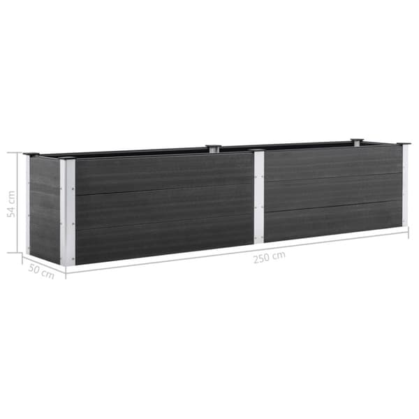 vidaXL hævet plantekasse 250x50x54 cm WPC grå - Plantekrukker