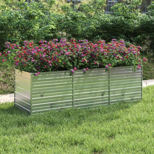 vidaXL højbed 240x80x77 cm galvaniseret stål sølvfarvet -  Plantekrukker