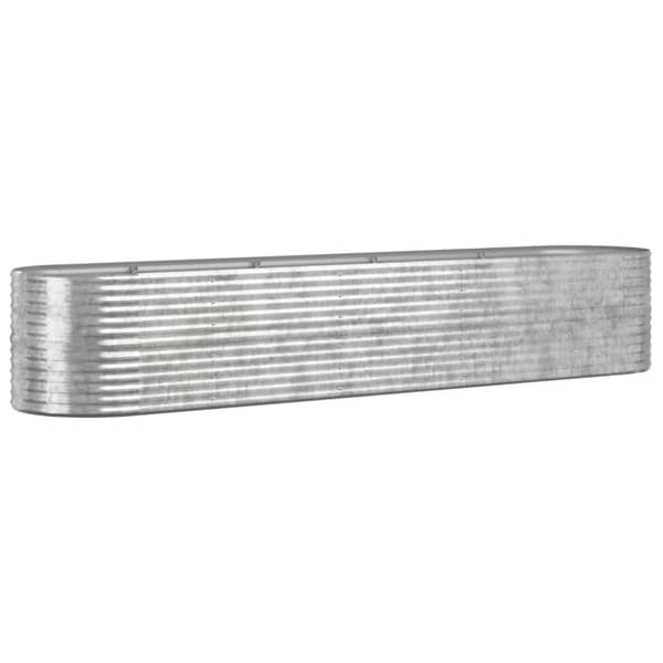 vidaXL Odlingslåda pulverlackerat stål 368x80x68 cm silver -  Krukor & odlingslådor