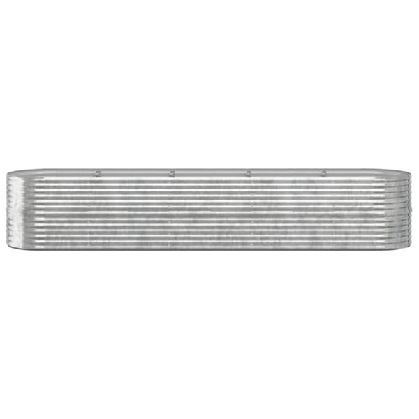 vidaXL Odlingslåda pulverlackerat stål 368x80x68 cm silver - Krukor & odlingslådor