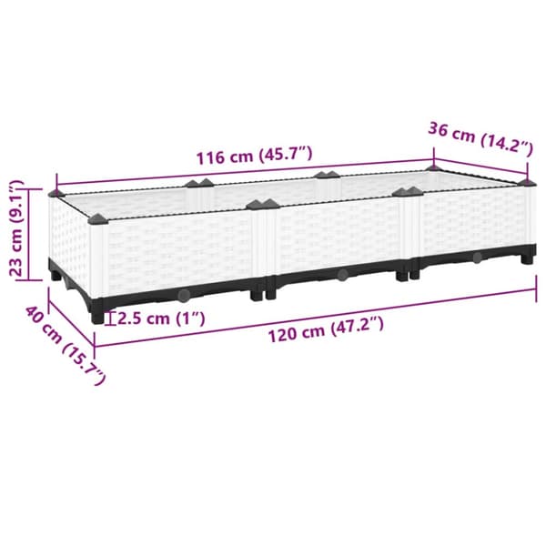 vidaXL Korotettu kukkalaatikko 120x40x23 cm polypropeeni -  Kukkaruukut & istutuslaatikot