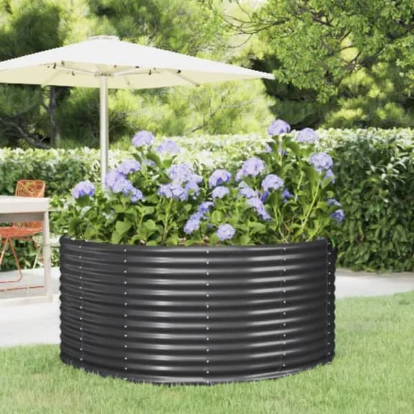 vidaXL plantekasse 140x140x68 cm pulverlakeret stål antracitgrå -  Plantekrukker