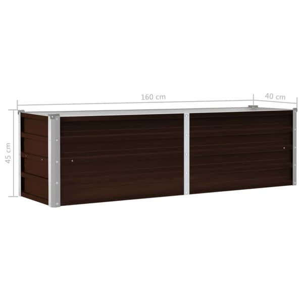 vidaXL hævet plantekasse 160x40x45 cm galvaniseret stål brun - Plantekrukker