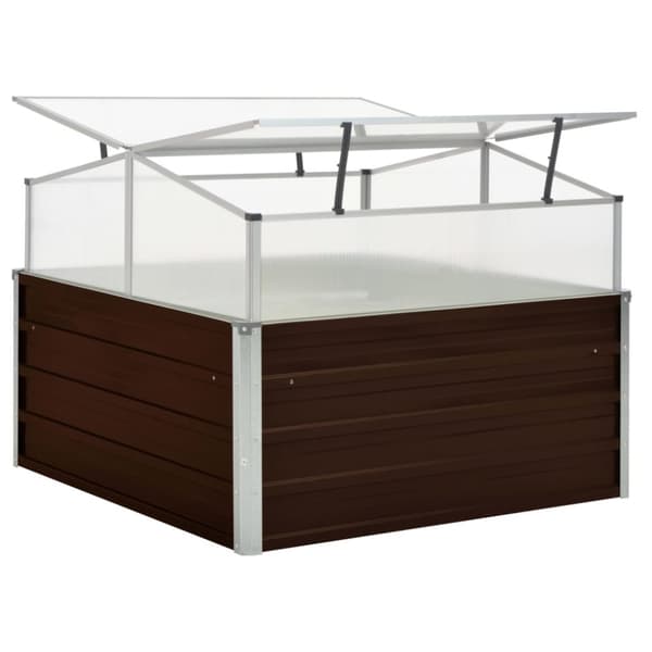 vidaXL Växthus brun 100x100x85 cm galvaniserat stål -  Krukor & odlingslådor