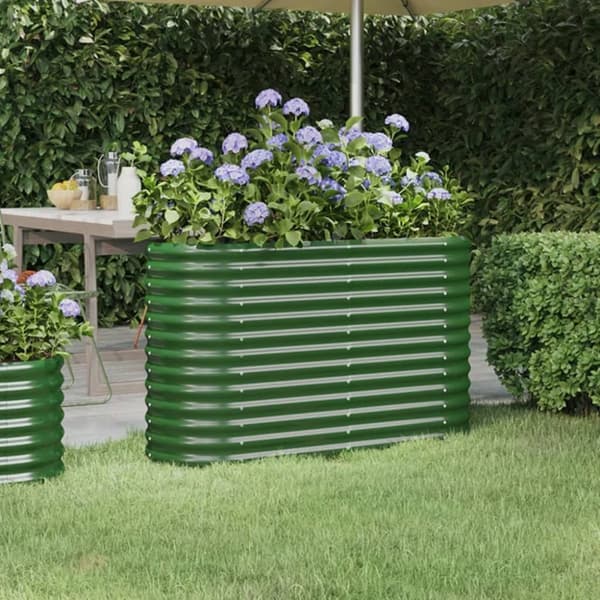 vidaXL plantekasse 114x40x68 cm pulverlakeret stål grøn -  Plantekrukker