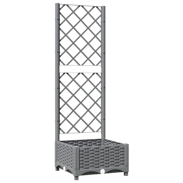 vidaXL plantekasse med espalier 40x40x121,5 cm PP lysegrå - Plantekrukker