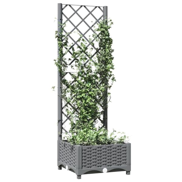 vidaXL plantekasse med espalier 40x40x121,5 cm PP lysegrå - Plantekrukker