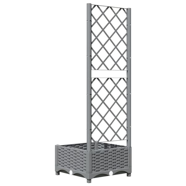 vidaXL plantekasse med espalier 40x40x121,5 cm PP lysegrå - Plantekrukker