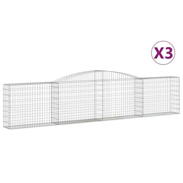 vidaXL Gabioner bågformade 3 st 400x30x80/100 cm galvaniserat järn -  Krukor & odlingslådor