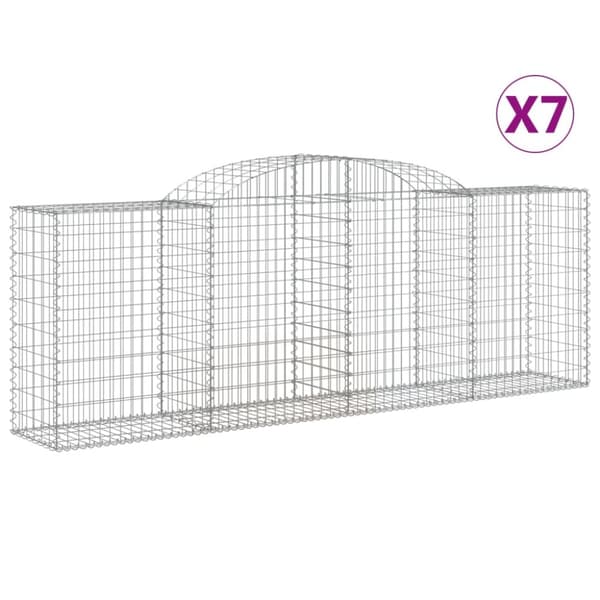 vidaXL buede gabionkurve 7 stk. 300x50x100/120 cm galvaniseret jern -  Plantekrukker