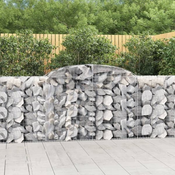 vidaXL buede gabionkurve 7 stk. 300x50x100/120 cm galvaniseret jern -  Plantekrukker