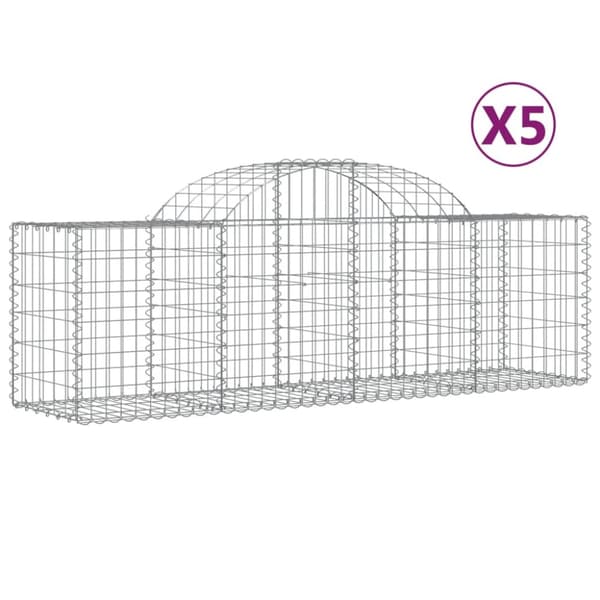 vidaXL buede gabionkurve 5 stk. 200x50x60/80 cm galvaniseret jern -  Plantekrukker
