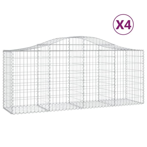 vidaXL buede gabionkurve 4 stk. 200x50x80/100 cm galvaniseret jern -  Plantekrukker