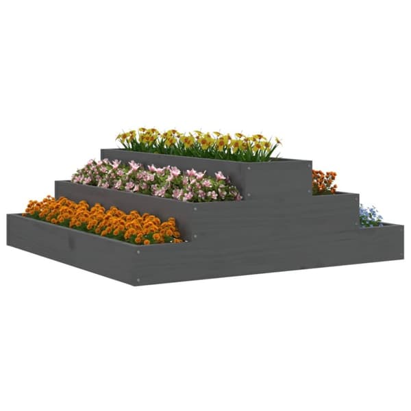 vidaXL Odlingslåda grå 80x80x27 cm massiv furu -  Krukor & odlingslådor