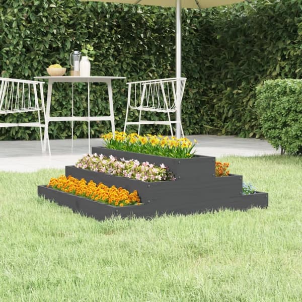 vidaXL Odlingslåda grå 80x80x27 cm massiv furu -  Krukor & odlingslådor