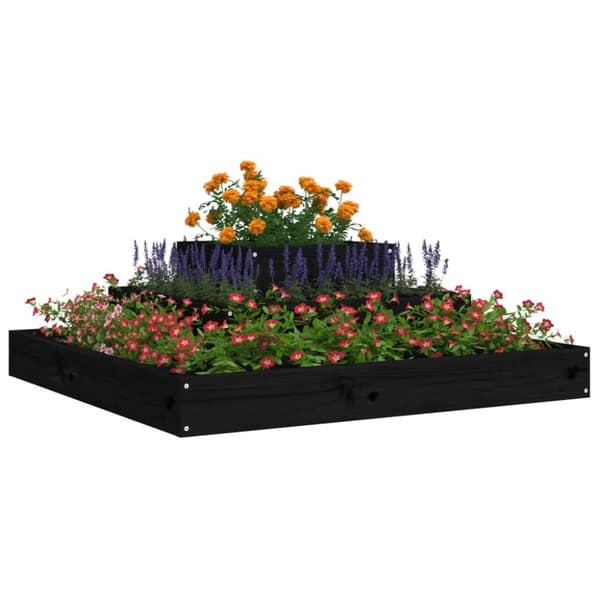 vidaXL Odlingslåda svart 80x80x27 cm massiv furu -  Krukor & odlingslådor