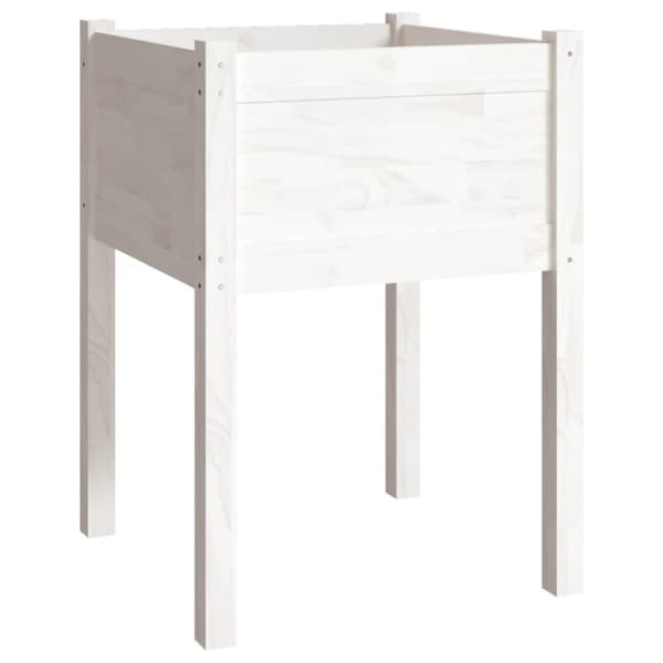 vidaXL plantekasse 50x50x70 cm massivt fyrretræ hvid - Plantekrukker