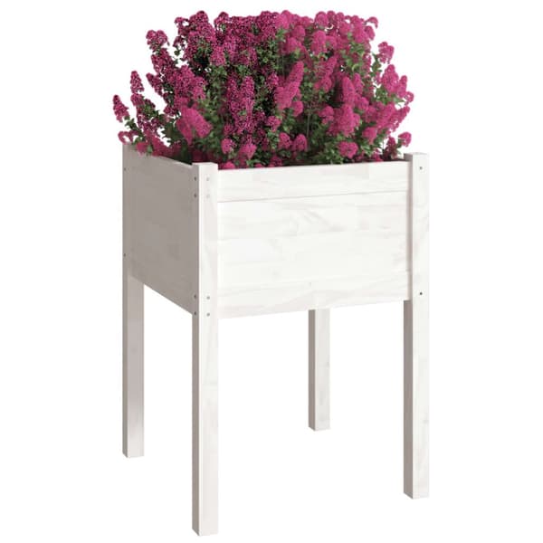 vidaXL plantekasse 50x50x70 cm massivt fyrretræ hvid - Plantekrukker