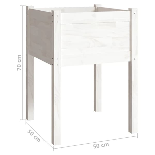 vidaXL plantekasse 50x50x70 cm massivt fyrretræ hvid - Plantekrukker