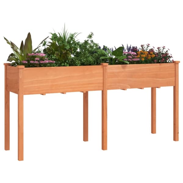 vidaXL Odlingslåda med foder brun 161x45x76 cm massivt granträ - Krukor & odlingslådor