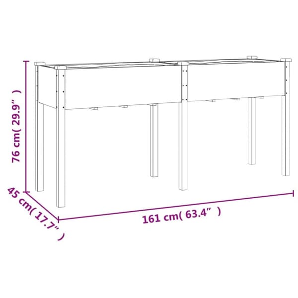 vidaXL Odlingslåda med foder brun 161x45x76 cm massivt granträ - Krukor & odlingslådor