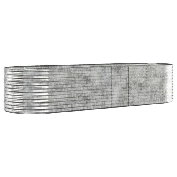 vidaXL plantekasse 322x100x68 cm pulverlakeret stål sølvfarvet - Plantekrukker