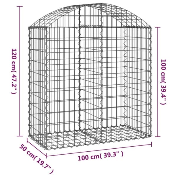 vidaXL Kaareva kivikori 100x50x100/120 cm galvanoitu rauta -  Kukkaruukut & istutuslaatikot