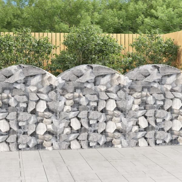vidaXL Kaareva kivikori 100x50x100/120 cm galvanoitu rauta -  Kukkaruukut & istutuslaatikot