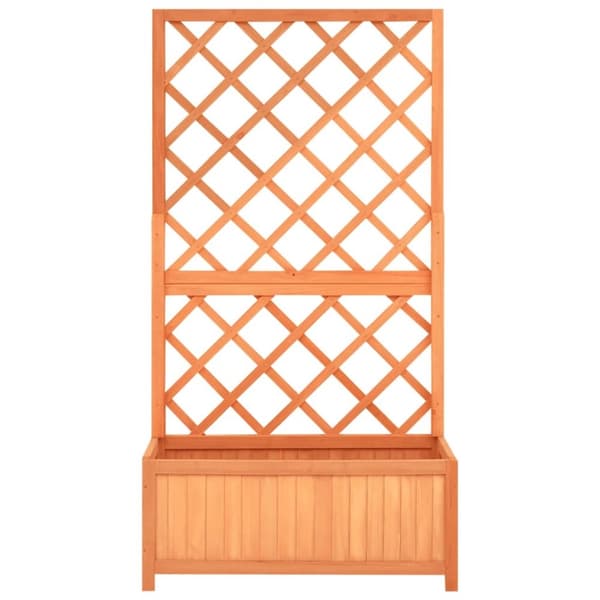 vidaXL Odlingslåda med spaljé brun 70x30x135 cm massivt granträ -  Krukor & odlingslådor