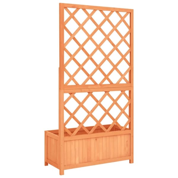 vidaXL Odlingslåda med spaljé brun 70x30x135 cm massivt granträ -  Krukor & odlingslådor