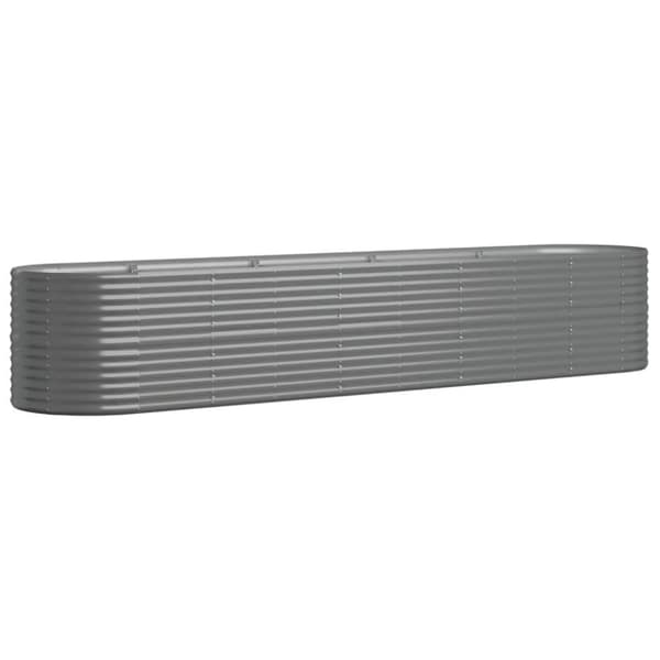 vidaXL plantekasse 368x80x68 cm pulverlakeret stål grå - Plantekrukker