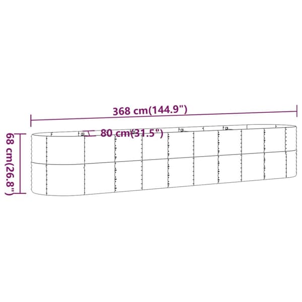 vidaXL plantekasse 368x80x68 cm pulverlakeret stål grå - Plantekrukker