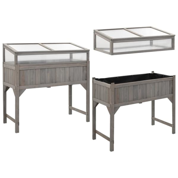 vidaXL højbed med drivhus 110x54x120 cm massivt grantræ - Plantekrukker