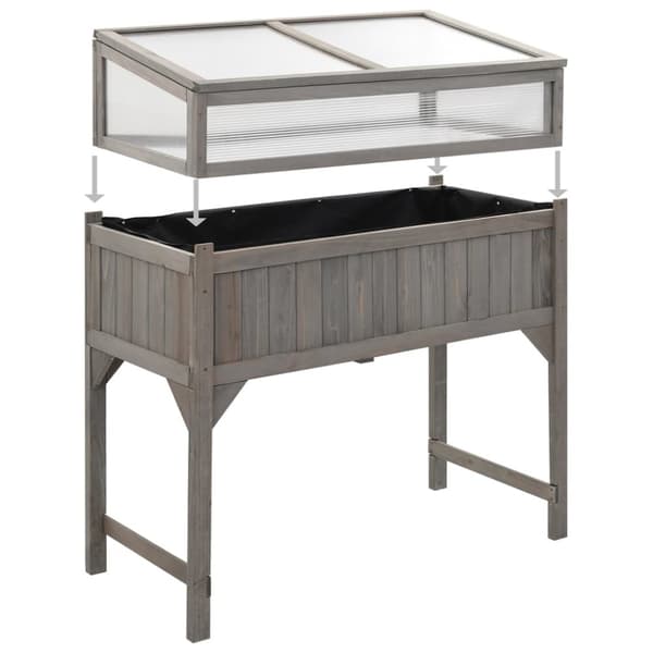 vidaXL højbed med drivhus 110x54x120 cm massivt grantræ - Plantekrukker