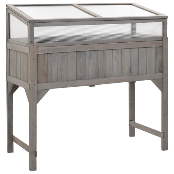 vidaXL højbed med drivhus 110x54x120 cm massivt grantræ - Plantekrukker