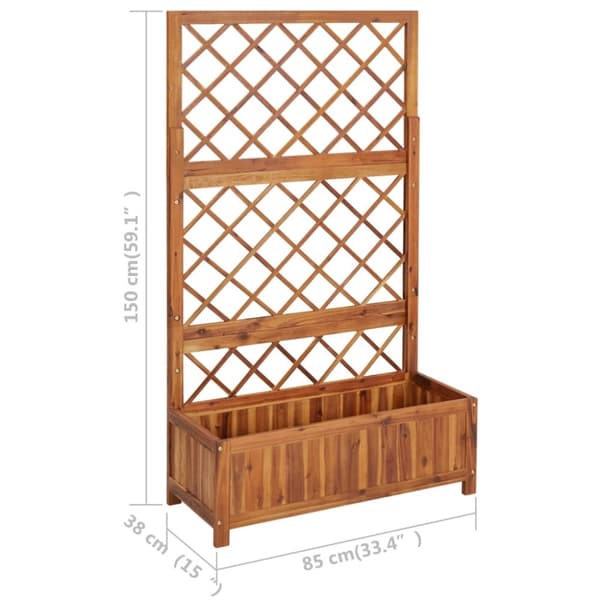 vidaXL Odlingslåda upphöjd med spaljé 85x38x150 cm massivt akaciaträ -  Krukor & odlingslådor