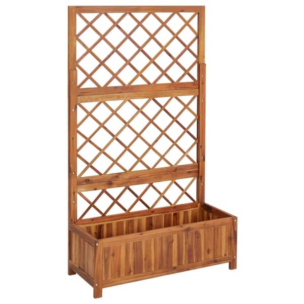 vidaXL Odlingslåda upphöjd med spaljé 85x38x150 cm massivt akaciaträ -  Krukor & odlingslådor
