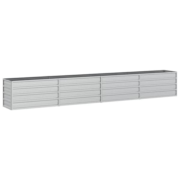 vidaXL Odlingslåda upphöjd galvaniserat stål 320x40x45 cm silver - Krukor & odlingslådor