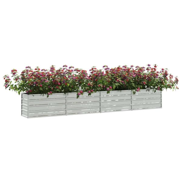 vidaXL Odlingslåda upphöjd galvaniserat stål 320x40x45 cm silver - Krukor & odlingslådor