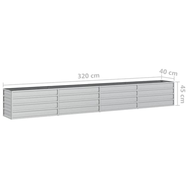 vidaXL Odlingslåda upphöjd galvaniserat stål 320x40x45 cm silver - Krukor & odlingslådor