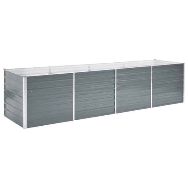 vidaXL forhøjet plantekasse 320x80x77 cm galvaniseret stål grå - Plantekrukker