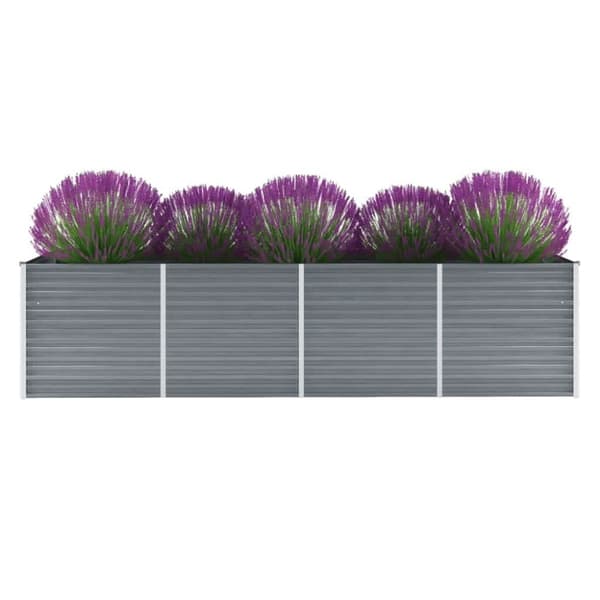 vidaXL forhøjet plantekasse 320x80x77 cm galvaniseret stål grå - Plantekrukker