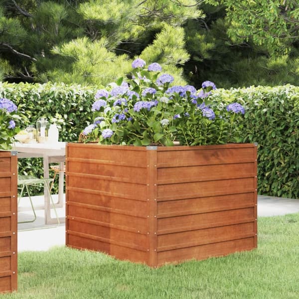 vidaXL Korotettu kukkalaatikko ruoste 100x100x77 cm Corten teräs -  Kukkaruukut & istutuslaatikot