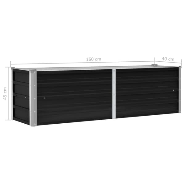 vidaXL hævet plantekasse 160x40x45 cm galvaniseret stål antracitgrå -  Plantekrukker