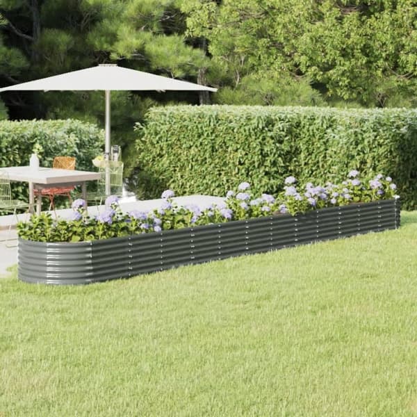 vidaXL plantekasse 512x80x36 cm pulverlakeret stål grå -  Plantekrukker