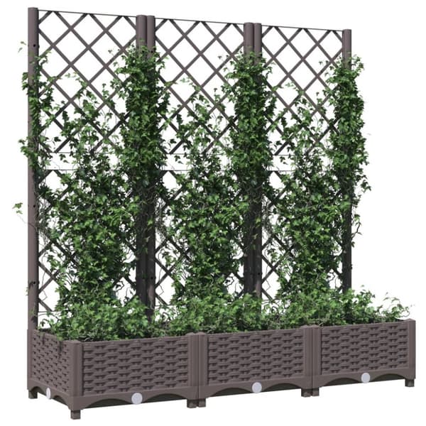 vidaXL Odlingslåda med spaljé brun 120x40x121,5 cm PP -  Krukor & odlingslådor