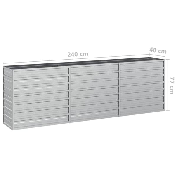 vidaXL højbed 240x40x77 cm galvaniseret stål sølvfarvet -  Plantekrukker