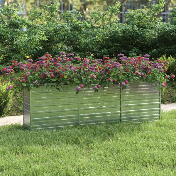vidaXL højbed 240x40x77 cm galvaniseret stål sølvfarvet - Plantekrukker