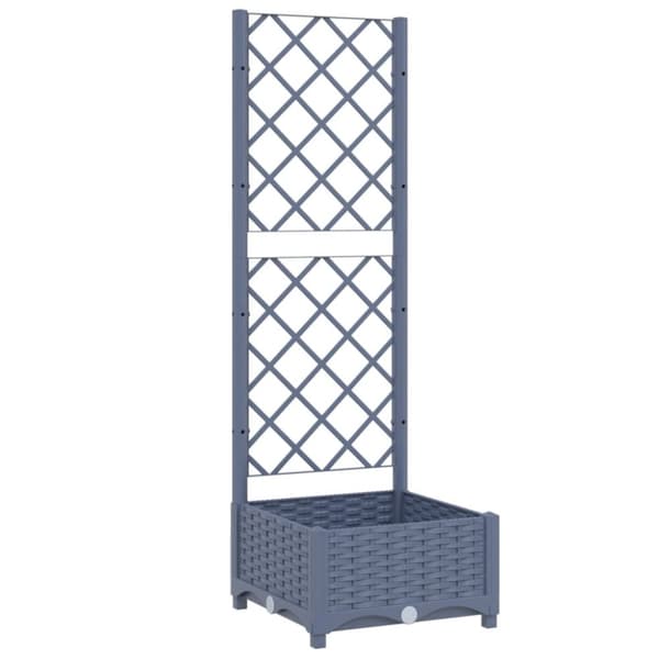 vidaXL plantekasse med espalier 40x40x121,5 cm PP mørkegrå -  Plantekrukker